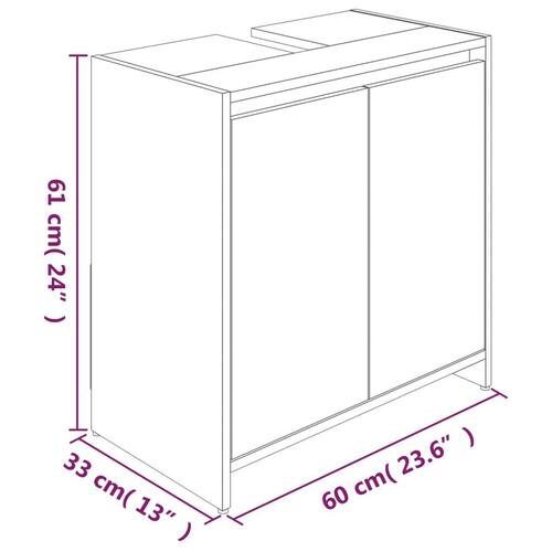 Badeværelsesskab 60x33x61 cm konstrueret træ grå sonoma-eg
