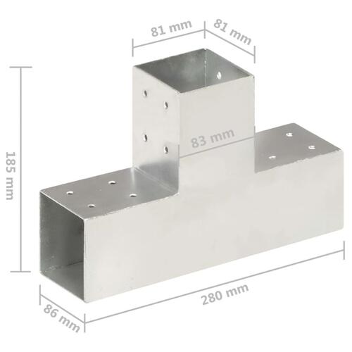 Stolpebeslag T-form 4 stk. 81x81 mm galvaniseret metal