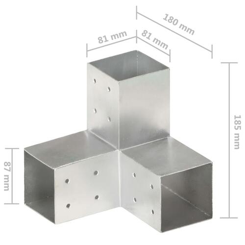 Stolpebeslag Y-form 81x81 mm galvaniseret metal