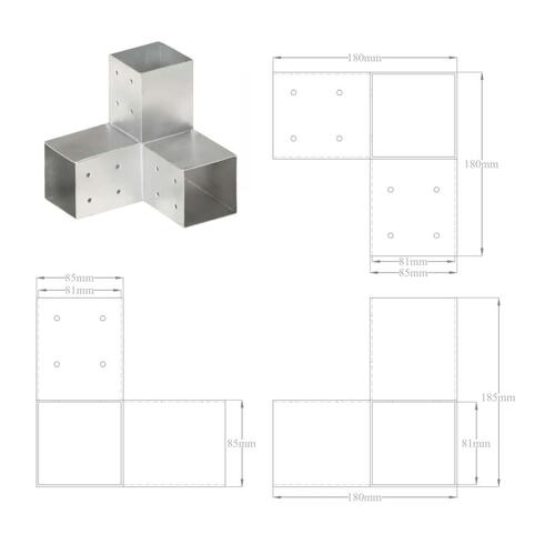 Stolpebeslag Y-form 81x81 mm galvaniseret metal