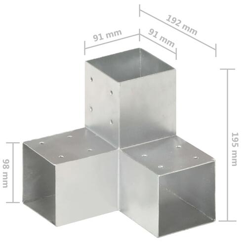 Stolpebeslag Y-form 91x91 mm galvaniseret metal