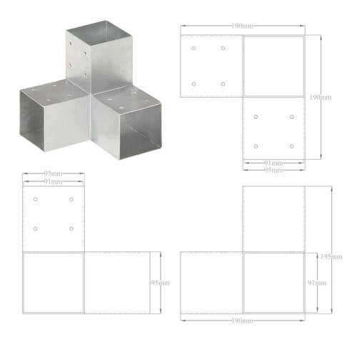 Stolpebeslag Y-form 91x91 mm galvaniseret metal