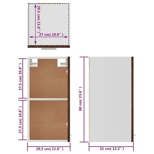Vægskab 29,5x31x60 cm konstrueret træ brun egetræsfarve