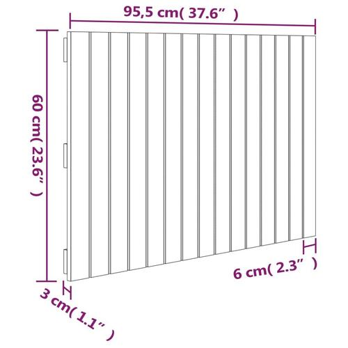 Sengegavl 95,5x3x60 cm massivt fyrretræ hvid