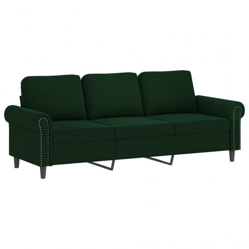 3-personers sofa med puder og hynder 180 cm velour mørkebrun