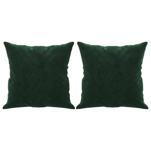 2-personers sofa med puder og hynder 140 cm velour mørkegrøn