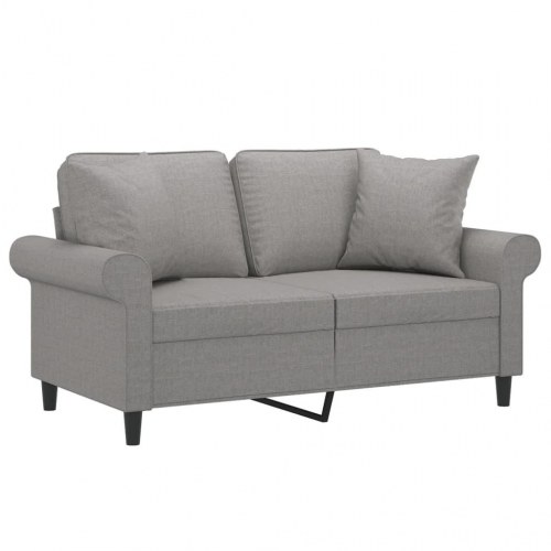 2-personers sofa med puder og hynder 120 cm stof mørkegrå