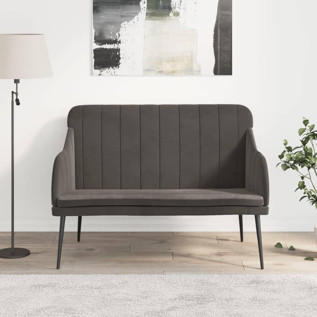Bænk 110x76x80 cm velour mørkegrå