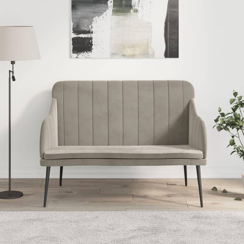 Bænk 110x76x80 cm velour lysegrå
