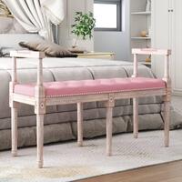 Bænk 110x40x70 cm velour lyserød