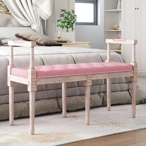Bænk 110x40x70 cm velour lyserød
