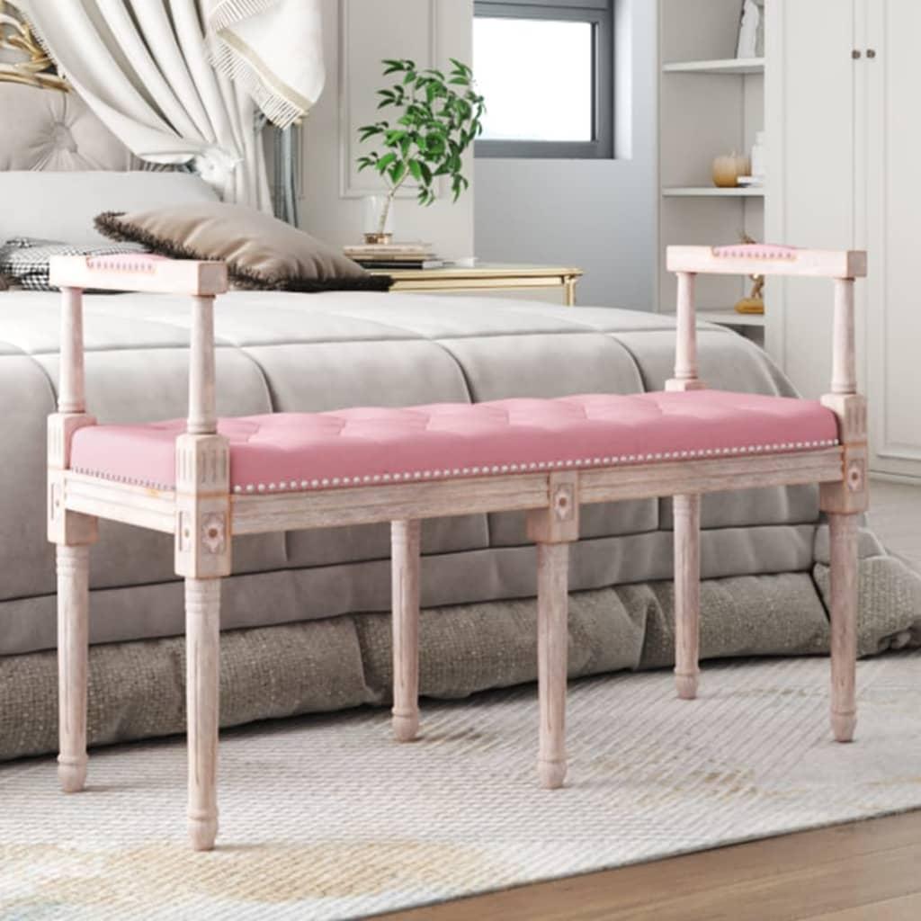 Bænk 110x40x70 cm velour lyserød