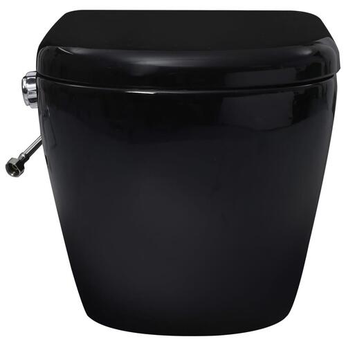Væghængt toilet uden kant med bidetfunktion keramik sort