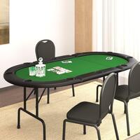 Foldbart pokerbord 10 pers. 207x106x76 cm grøn