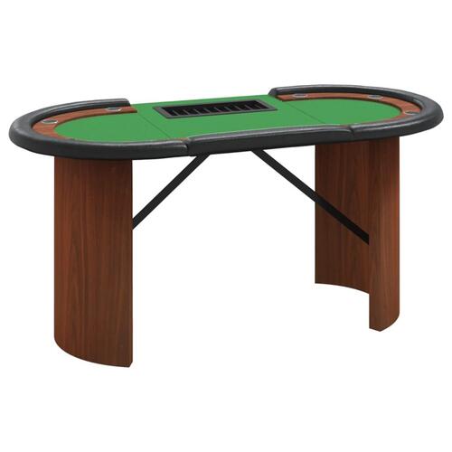 Pokerbord 10 pers. 160x80x75 cm med jetonbakke grøn