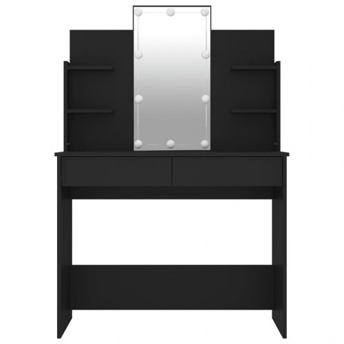 Makeupbord med LED-lys 96x40x142 cm sort