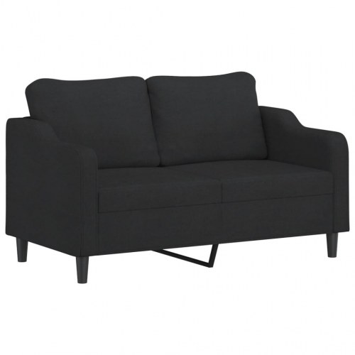 2-personers sofa med puder og hynder 140 cm stof sort
