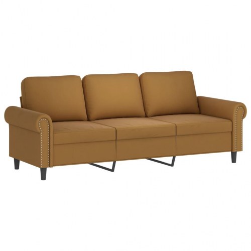 3-personers sofa med puder og hynder 180 cm velour brun