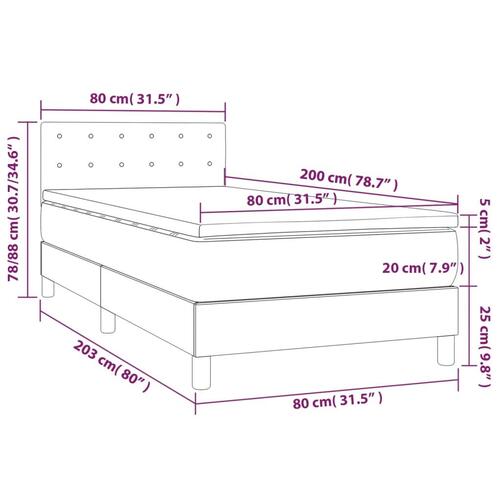 Kontinentalseng med LED-lys 80x200 cm velour mørkegrå