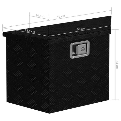 Aluminiumskasse 70x24x42 cm trapezformet sort