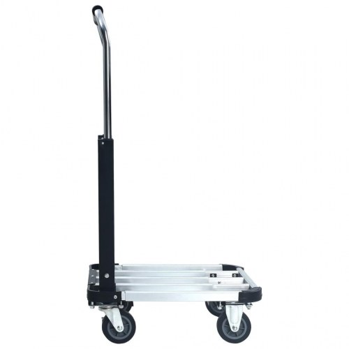Foldbar transportvogn i aluminium - 150 kg, sølv/sort