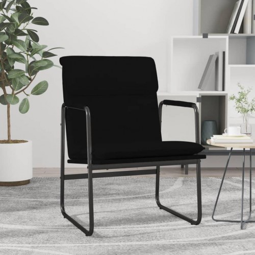 Loungestol i kunstlæder - sort, 55 × 64 × 80 cm
