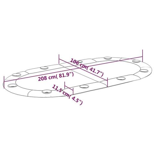 Foldbart pokerbordplade 10 pers. 208x106x3 cm grøn