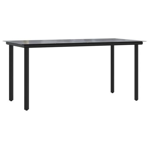 Havebord 160x80x74 cm stål og hærdet glas sort