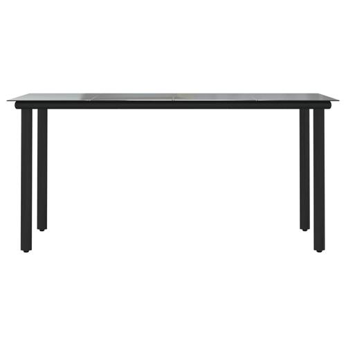 Havebord 160x80x74 cm stål og hærdet glas sort