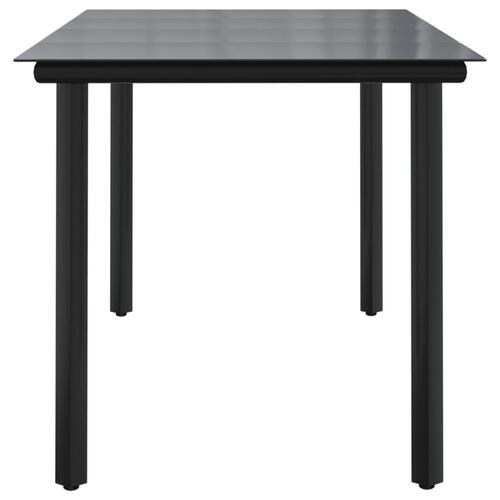Havebord 160x80x74 cm stål og hærdet glas sort