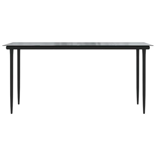 Havebord 160x80x74 cm stål og hærdet glas sort