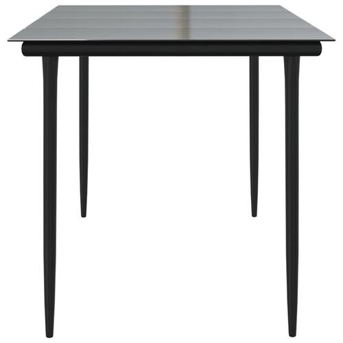 Havebord 160x80x74 cm stål og hærdet glas sort