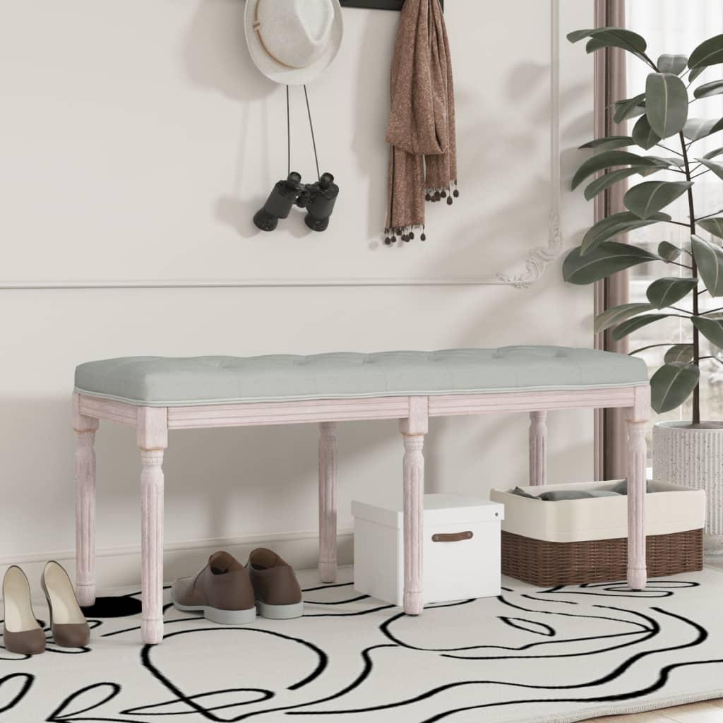 Bænk 110x40x49 cm velour lysegrå
