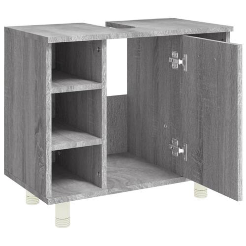Badeværelsesskab 60x32x53,5 cm konstrueret træ grå sonoma-eg