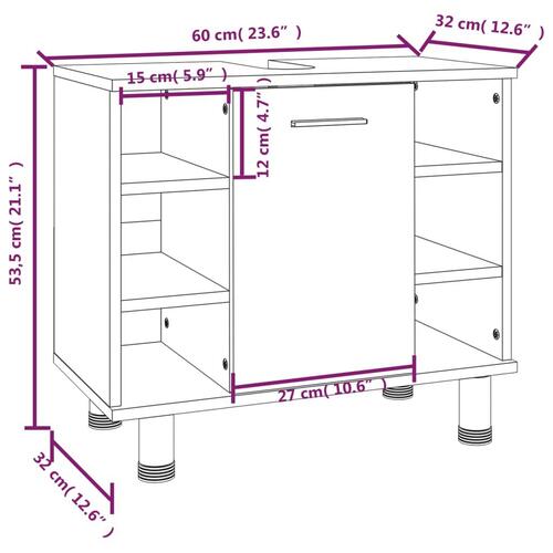 Badeværelsesskab 60x32x53,5 cm konstrueret træ grå sonoma-eg