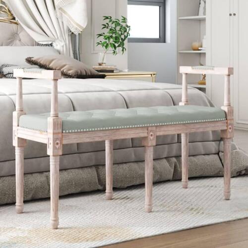 Bænk 110x40x70 cm velour lysegrå