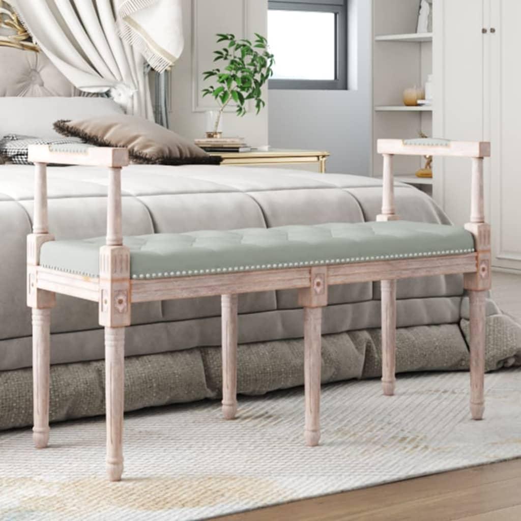Bænk 110x40x70 cm velour lysegrå