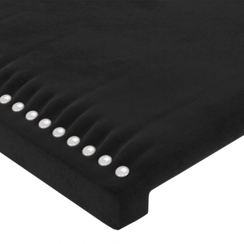 Sengegavl i fløjl - 100 × 5 × 78/88 cm, sort med nitter