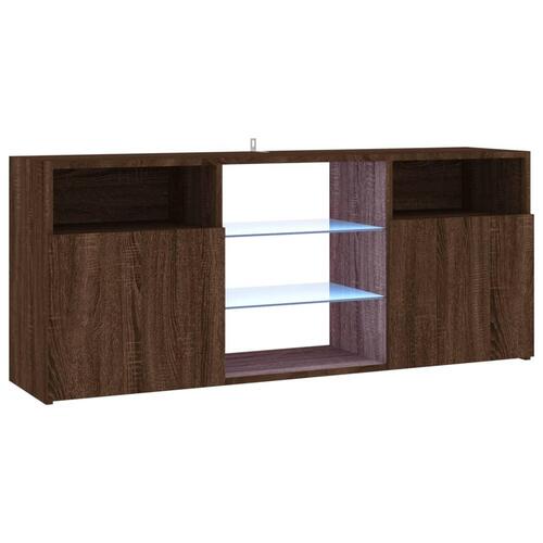 Tv-bord med LED-lys 120x30x50 cm brun egetræsfarve