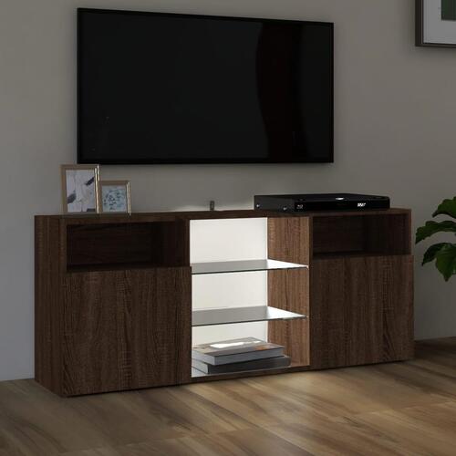 Tv-bord med LED-lys 120x30x50 cm brun egetræsfarve