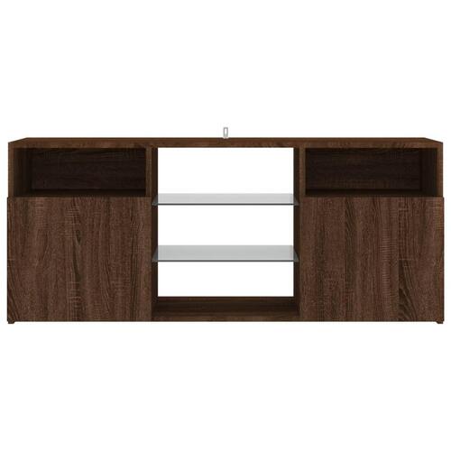 Tv-bord med LED-lys 120x30x50 cm brun egetræsfarve