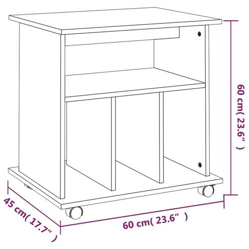 Skab med hjul 60x45x60 cm konstrueret træ brun egetræsfarve