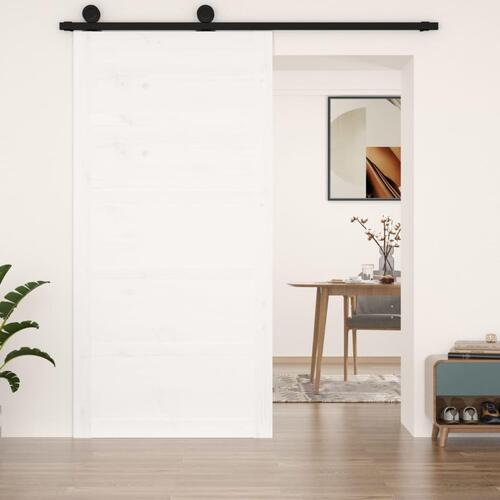 Skydedør 100x1,8x204,5 cm massivt fyrretræ hvid