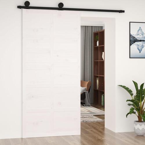 Skydedør 100x1,8x214 cm massivt fyrretræ hvid