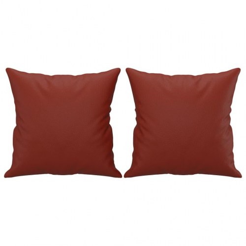 2-personers sofa med puder og hynder 140 cm kunstlæder vinrød
