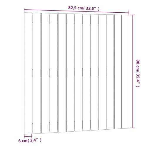 Sengegavl 82,5x3x90 cm massivt fyrretræ hvid