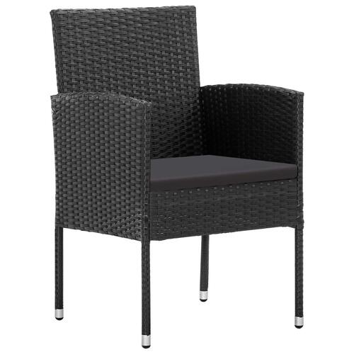 Spisebordssæt til haven 7 dele med hynder polyrattan sort