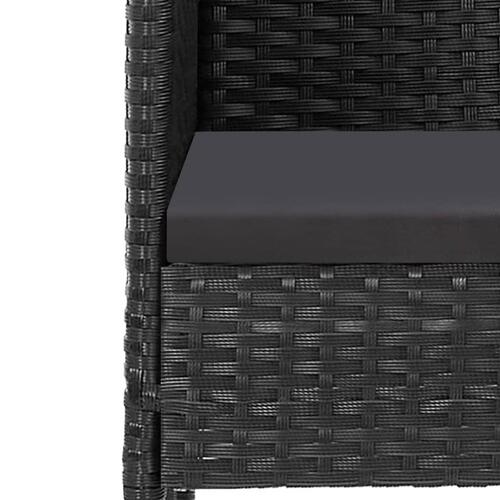 Spisebordssæt til haven 7 dele med hynder polyrattan sort