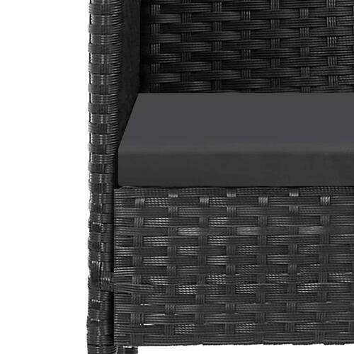 Spisebordssæt til haven 7 dele med hynder polyrattan sort