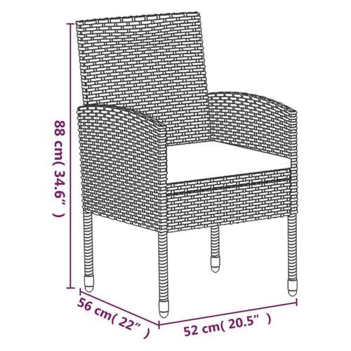 Spisebordssæt til haven 7 dele med hynder polyrattan sort